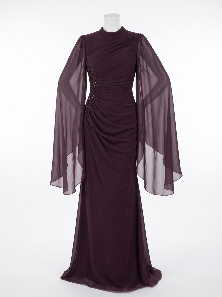 Mystera Bordeaux Drape Abiye
